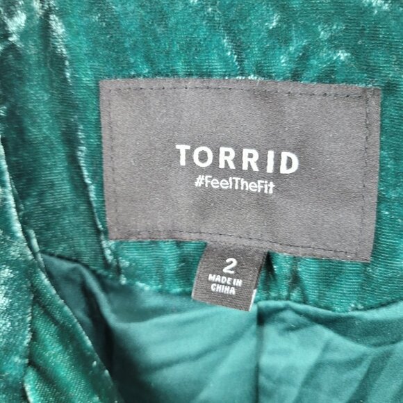 Torrid Green Crushed Velvet Moto Jacket Plus Size 2 2X 18/20 Waist Full Zip Alt - Picture 6 of 7